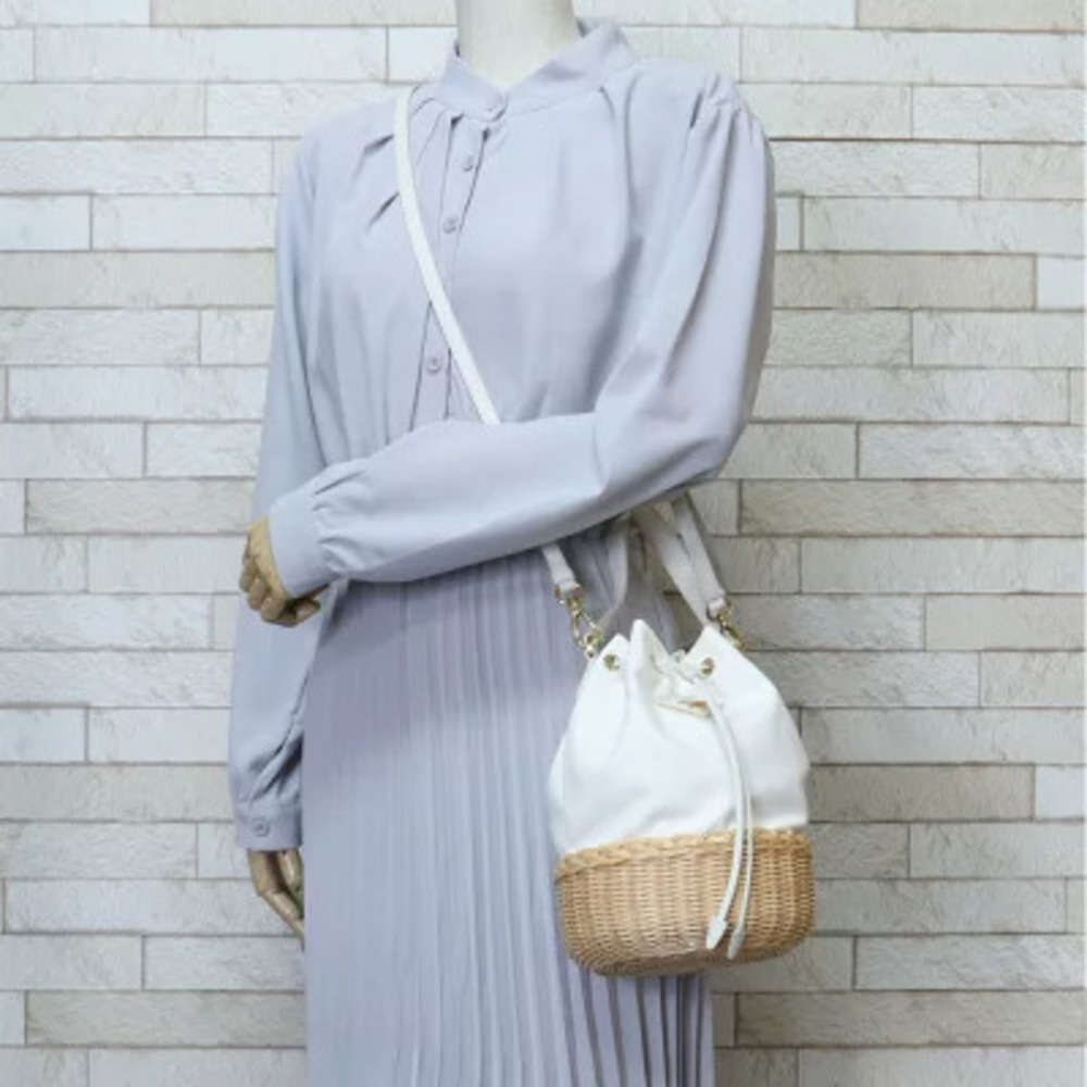 Prada Tan Bag Straw White Shoulder